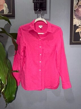 J.Crew Pink Gauze Cotton Button-Up Shirt sz XS